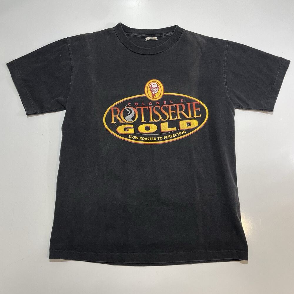 Vintage Colonel Sanders Shirt KFC Kentucky Fried Chicken Rotisserie Gold M 90s